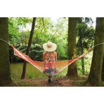 Houpací síť Houpací síť s výztuhou, PP 2mm, délka 2,10m, 2 mm PP, Růžová, Houpací sítě, Skladem, 2,1 m