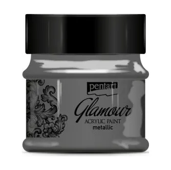 Vodová barva Pentart Akrylová barva metalická zářivá PENTART 50 ml ČERNOSTŘÍBRNÁ