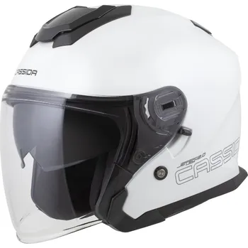 Helma na motorku CASSIDA Otevřená prilba na motorku Jet Tech 2.0 Solid bílo/černo/šedá XL