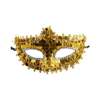 Karnevalová maska Carnival Toys Zlatá škraboška s flitry