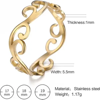 Prsten Vintage filigránový dámský prsten z oceli | šperky - Zlatá barva-A , 7