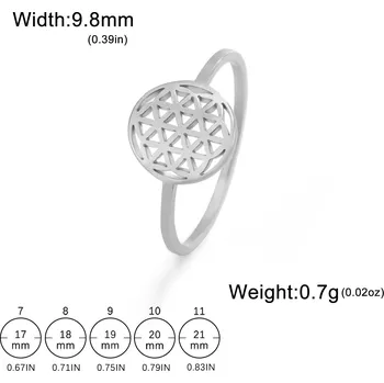 Prsten Ocelový prsten květ života | Dámský šperk - A - Barva oceli , 7