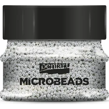 Dětské navlékací korálky Pentart Korálky skleněné MICROBEADS PENTART 40 g STŘÍBRNÁ