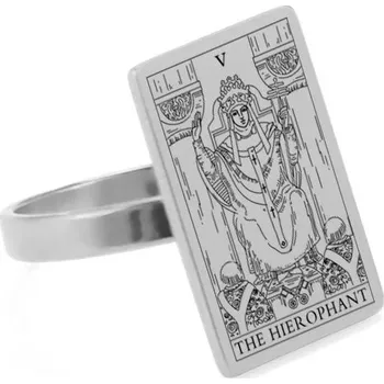Prsten Ocelový prsten s tarotem | magický amulet - HIEROPHANT-505 , 10