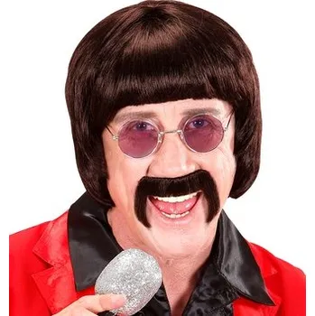 Widmann&nbsp;Pánská krátká hnědá paruka s knírem a brýlemi