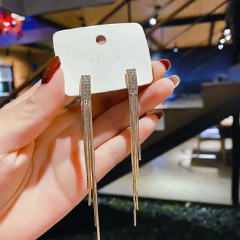 Náušnice Retro dlouhé náušnice s kamínky | visací náušnice, módní šperk - HE3460-1