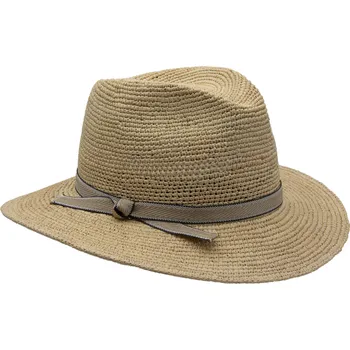 Klobouk Exkluzivní panamský crochet klobouk Fedora s dvoubarevnou stuhou - Mayser Grit Natur Velikost: 57 cm (M)