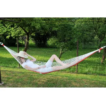 Houpací síť Houpací síť bez výztuhy, PP 3mm, délka 2,10m, 3 mm PP, Modro-bílá, Houpací sítě, Skladem, 2,1 m