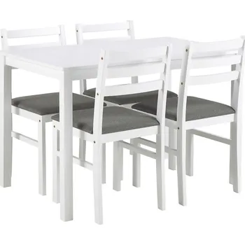 Jídelní stůl Sada jídelního stolu a 4 ks židlí EMILY bílá AO0142
