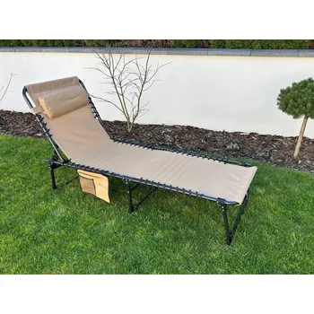 Zahradní lehátko Zahradní rozkládací lehátko s taškou 190x58x30 cm, krémové