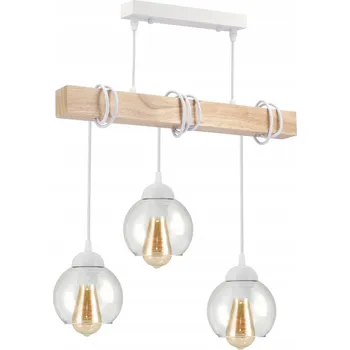Svítidlo Berge Závěsné LED stropní svítidlo 3xE27 dřevěný trám - koule - bílá