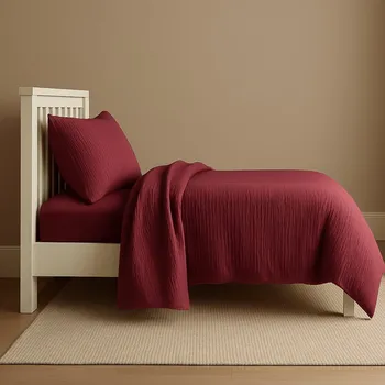 Povlečení Povlečení Prem MUŠELÍN PREMIUM VÍNOVÉ, jednobarevné, vínové, mušelín, 140x200cm + 70x90cm