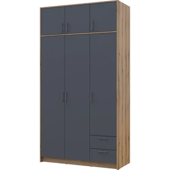 Šatní skříň Skříň Rondi 3 z dřevotřísky s horním oddílem artisan dub / grafit 121x52x236 cm