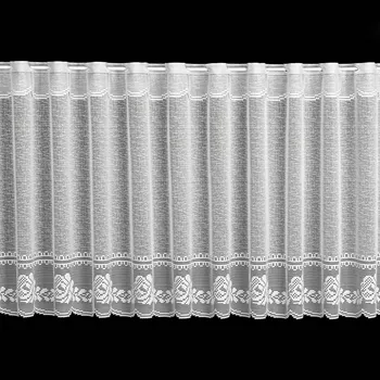 Záclona Žakarová vitrážová záclona 58600, květinový vzor, s bordurou, bílá, výška 40cm (v metráži)