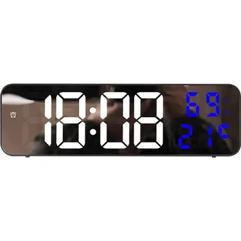 Hodiny Velké digitální nástěnné hodiny s LED displejem a USB | Digitální hodiny, LED hodiny - Modrá TEMP