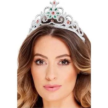 Karnevalový doplněk Smiffys Korunka stříbrná s kamínky