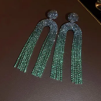 Náušnice Třpytivé barevné dlouhé visací náušnice | dámské náušnice, svatební náušnice - HE16064-1