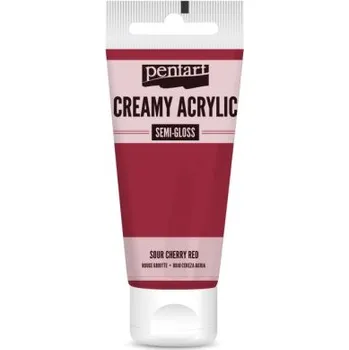 Výtvarná barva Pentart Krémová akrylová barva pololesklá PENTART 60 ml TŘEŠŇOVÁ ČERVENÁ