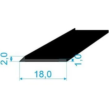 Těsnění do okna a dveří 02831018 Pryžový profil tvaru "I", 18x2/1mm, 70°Sh, NBR, -40°C/+70°C, černý, Délka: 1600mm