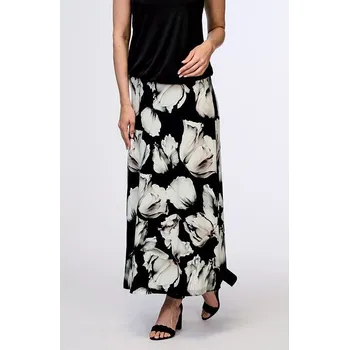 Dámská sukně Dlouhá černá dámská sukně s béžovými květy 106 velikost M