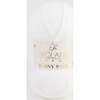 Příze Wolans Bunny Baby 10001 bílá (Žinylková příze Bunny baby bílá)