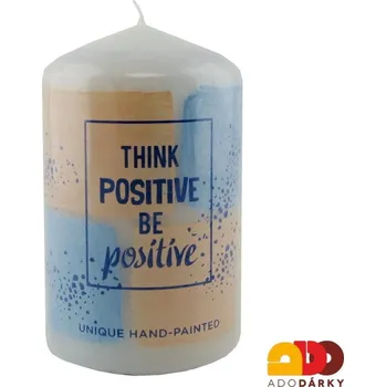 Svíčka Svíčka ručně malovaná "Think positive, be positive" 10 cm (Motivační svíčka)