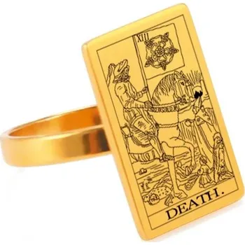 Prsten Ocelový prsten s tarotem | magický amulet - SMRT , 6