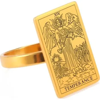 Prsten Ocelový prsten s tarotem | magický amulet - STŘÍDMOST , 8