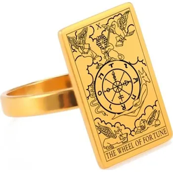 Prsten Ocelový prsten s tarotem | magický amulet - KOLO ŠTĚSTĚNY , 10
