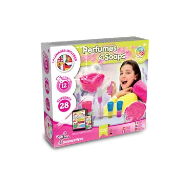 Kresba Perfume & Soap Factory Kit III. Vzdělávací hra dodáváno s dárkovou taškou z kraftového papíru (115 g/m²) 1 Střed, 60 x 60 NÁLEPKY, 4 barvy