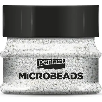 Dětské navlékací korálky Pentart Korálky skleněné MICROBEADS PENTART 40 g PERLEŤOVÁ BÍLÁ