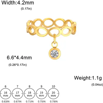 Prsten Ocelový prsten Nekonečno s řetízkem | dámský šperk - D zlatá barva , 10