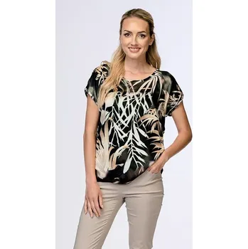 Dámská halenka Hnědo béžová kimonová halenka s kulatým výstřihem 7823 velikost M