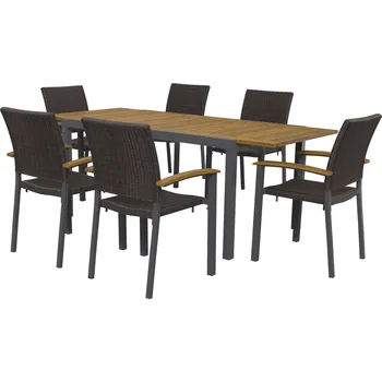 Zahradní nábytek LIVARNO home Sada hliníkového zahradního nábytku s rozkládacím stolem a židlemi Valencia, 7dílná, hnědá