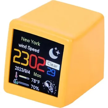 Meteostanice Chytrá wifi meteostanice s hodinami | Digitální meteostanice, teploměr a vlhkoměr - smalltv-ultra-Yellow