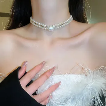 Náhrdelník Perlový náhrdelník s přívěskem | dámský náhrdelník, svatební šperk - HN2847-1