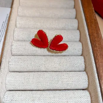 Náušnice Červené minimalistické roztomilé náušnice | dámské náušnice, jemné náušnice - HE17889-1