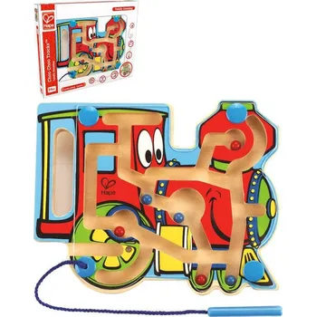 Dřevěná hračka Hape DŘEVO Baby labyrint kuličkový mašinka s magnetickou hůlkou