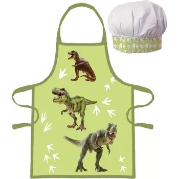 Kuchyňská zástěra Dětská zástěra s kuchařskou čepicí Dinosaur