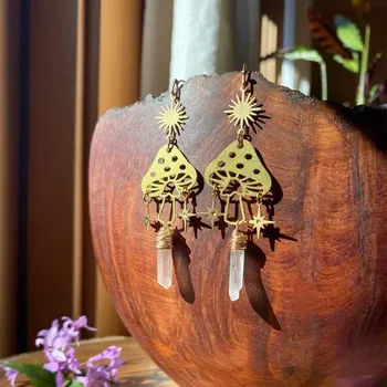 Náušnice Boho visací náušnice | módní šperky, dámské náušnice - Barva světle žlutá zlatá