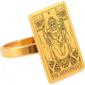Prsten Ocelový prsten tarot | dámský šperk - HIEROPHANT , 10