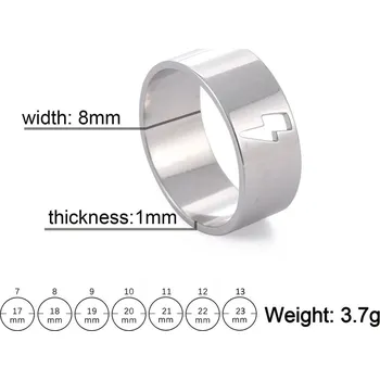 Prsten Ocelové prsteny srdce | designové prsteny - Muži blesku , 10