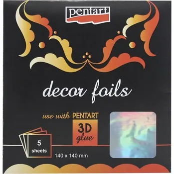 Okenní dekorace Pentart Dekorační fólie holografická PENTART 14 x 14 cm STŘÍBRNÁ