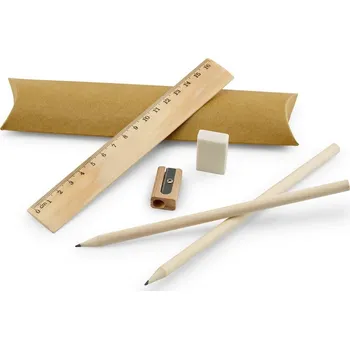 pravítka RHOMBUS. Školní psací souprava: pravítko, tužka, guma a ořezávátko 20 bez potisku bez potisku