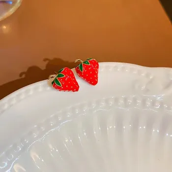 Náušnice Červené minimalistické roztomilé náušnice | dámské náušnice, jemné náušnice - HE17877-1