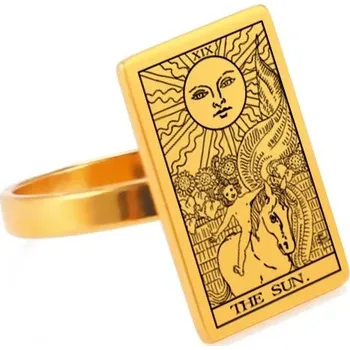 Prsten Ocelový prsten s tarotem | magický amulet - SLUNCE , 6