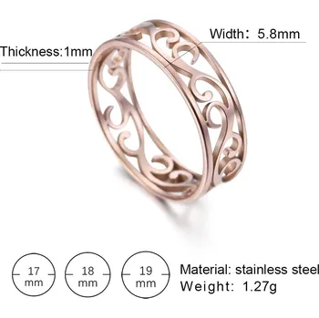 Prsten Vintage filigránový dámský prsten z oceli | šperky - Barva růžového zlata-B , 9