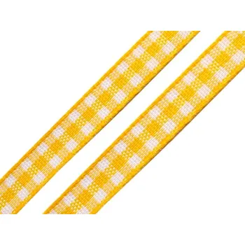 Károvaná stuha šíře 6 mm, barva 1 žlutá žloutková