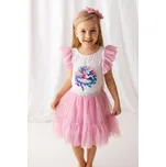 Dívčí tričko s jednorožcem a růžovými volánkovými rukávy- Lily Grey 122 / 7 let