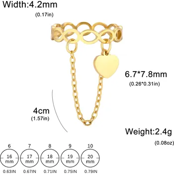 Prsten Ocelový prsten Nekonečno s řetízkem | dámský šperk - B zlatá barva , 7
